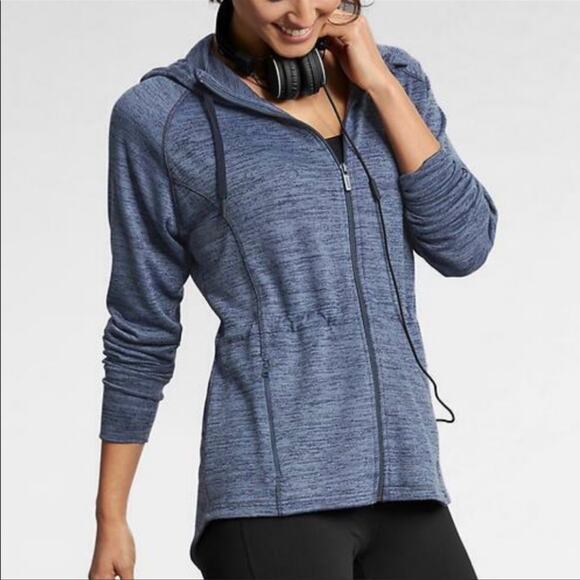 Athleta Blue No Sweat Zip Up Hoodie Jacket Size X-Small - Picture 1 of 7